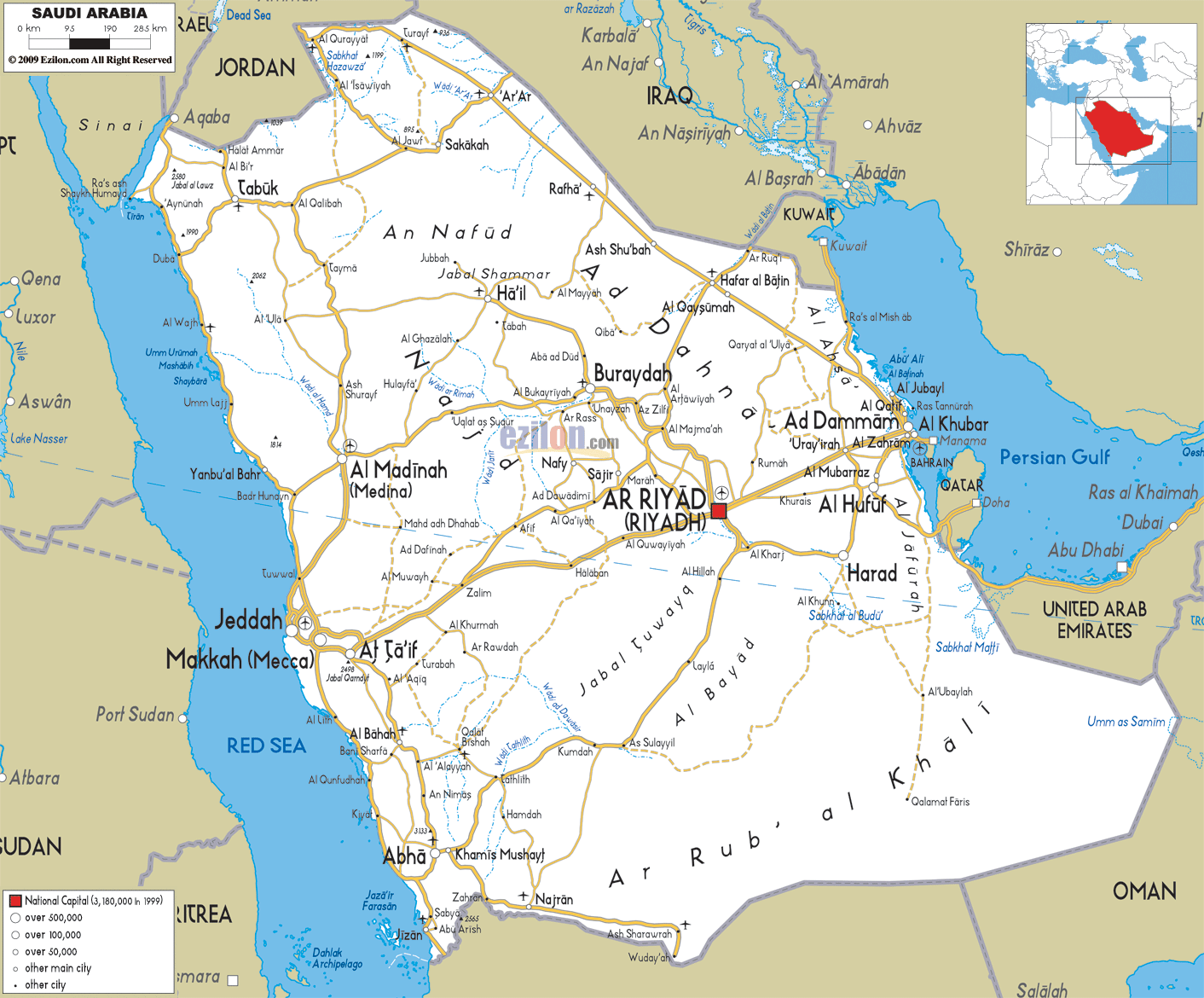 saudi arabischeien strase karte